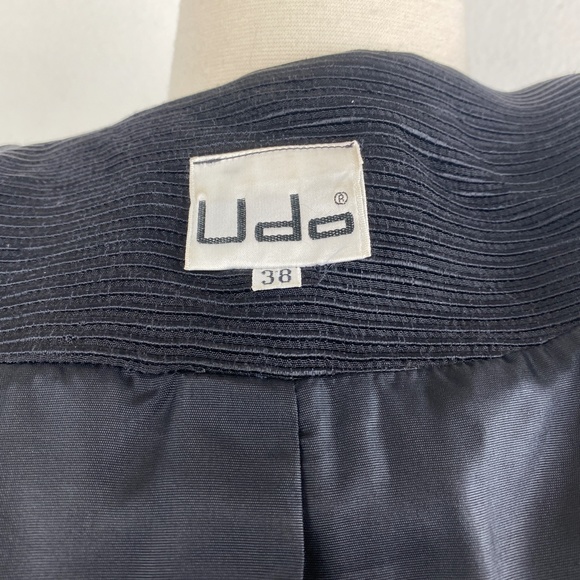 UDO Womens Black Crop Jacket Size 8 Bold Artsy Avant-Garde Ruffles Embroidery - Picture 13 of 13